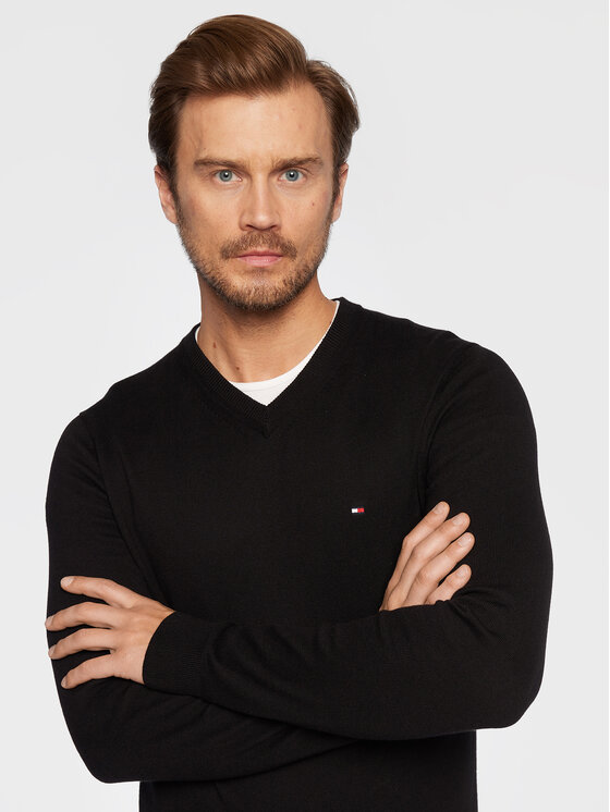 Tommy Hilfiger Tommy Hilfiger Sweater Pima MW0MW28047 Fekete Regular Fit