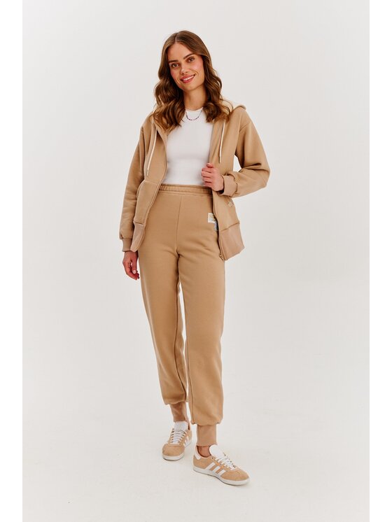 NAOKO NAOKO Teplákové nohavice Blooming Comfort Béžová Regular Fit