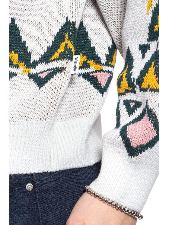 Wrangler Wrangler Sweter GEO KNIT Kolorowy Regular Fit