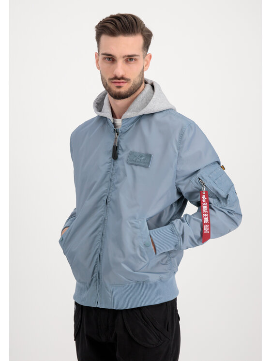 Alpha Industries Alpha Industries Kurtka bomber MA-1 TT Hood Light Bomber Jacket Błękitny Slim Fit