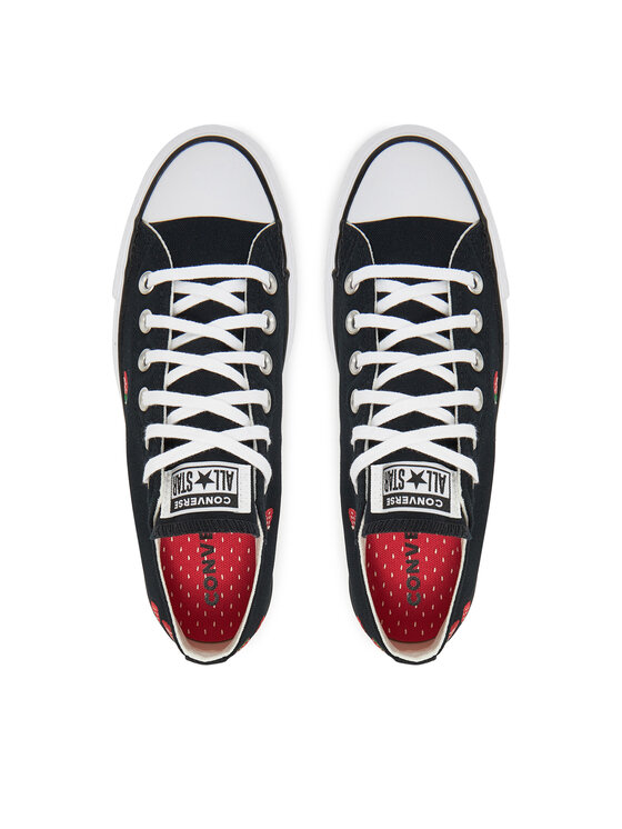 Converse Converse Plátěnky Chuck Taylor All Star Lift Platform Embroidered Strawberries A14935C Černá