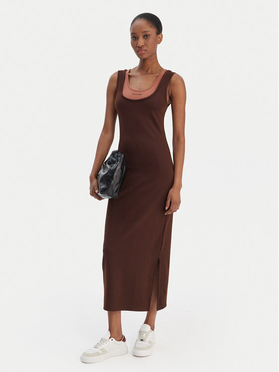Calvin Klein Jeans Calvin Klein Jeans Ежедневна рокля LV047E220G Кафяв Slim Fit