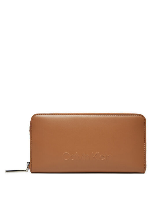 Zdjęcia - Portfel Calvin Klein Duży  Damski Embossed Logo Zip Lg Wallet K60K612439 Br 