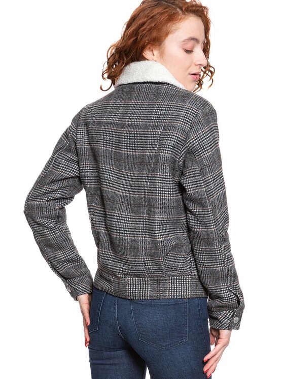 Lee Lee Giacca da donna WOOL CHECK SHERPA JK Grigio Regular Fit