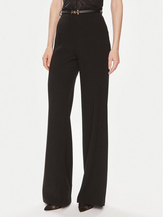Elisabetta Franchi Elisabetta Franchi Riidest püksid PA-053-42E2-5895 Must Relaxed Fit