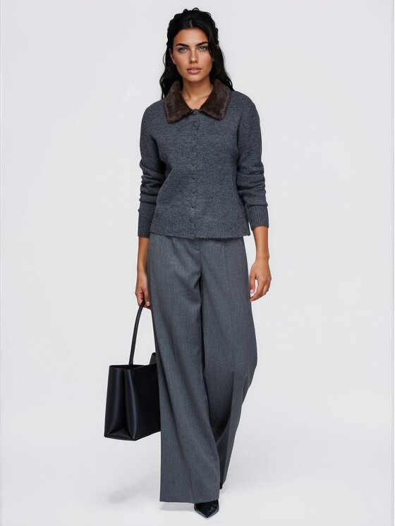 Ombre Ombre Sweter OW-SW-E0069 Szary Regular Fit