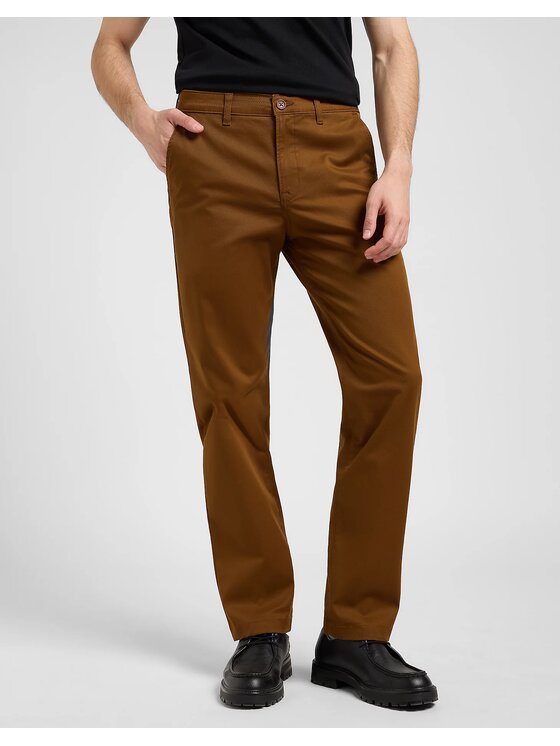 Lee Chinosy, rozmiar W32/L34 Brązowe, REGULAR CHINO