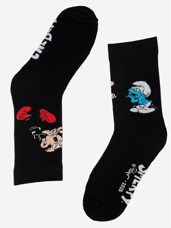 Smerfy Smerfy Skarpety Wysokie Męskie Długie Skarpetki Czarne Smerfy Gargamel Hunt uni Czarny