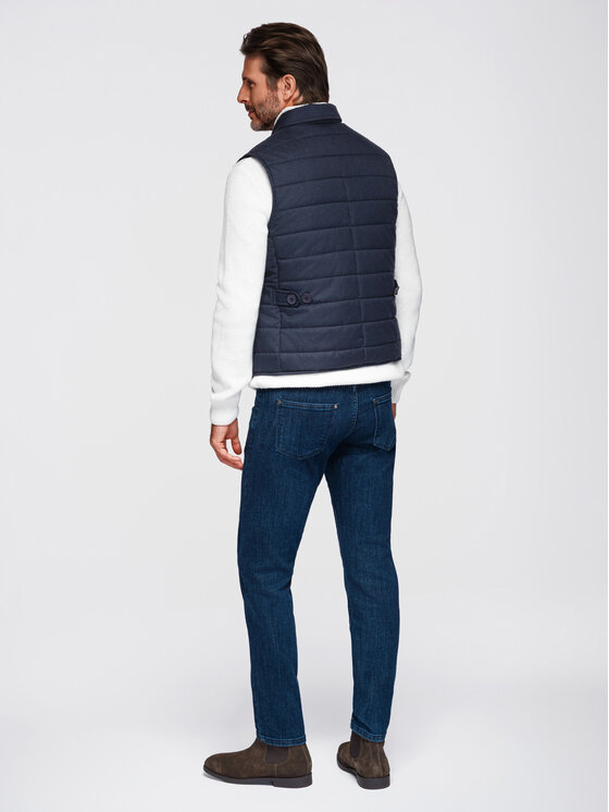 Ombre Ombre Kamizelka OM-JAVJ-0275 Granatowy Regular Fit