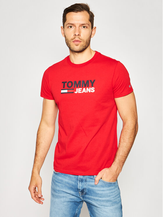 Tommy Jeans T Shirt Corp Logo Tee DM0DM07843 erven Regular Fit