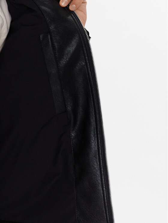 Sisley Sisley Яке от имитация на кожа 21DYSN01L Черен Regular Fit