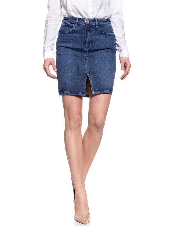 Wrangler Wrangler Minigonna MIDI PENCIL SKIRT Blu Regular Fit