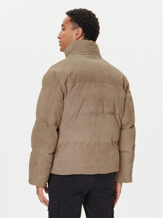 BOSS BOSS Giacca di pelle Jocamp 50547546 Beige Relaxed Fit