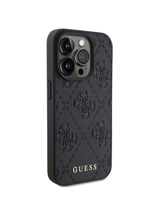 Guess Guess Etui na telefon Leather 4G Stamped Czarny