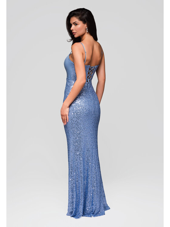 Ombre Ombre Sukienka wieczorowa LA-OM-DLR191 Niebieski Slim Fit