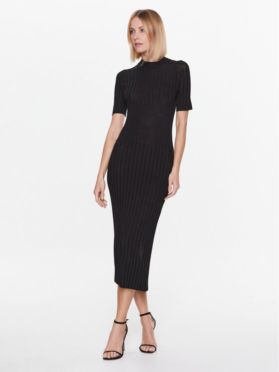 Trussardi Pletena obleka 56D00707 Črna Regular Fit