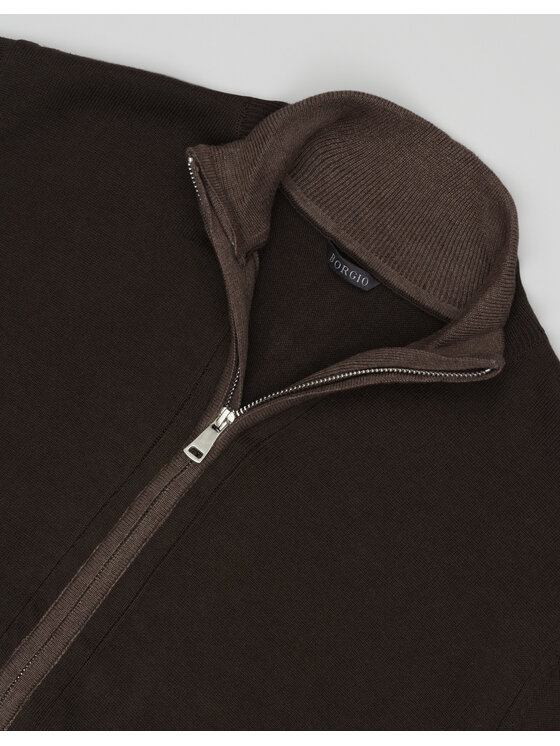 Borgio Borgio Kardigan cassaza troyer br Brązowy Slim Fit