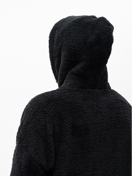 Jigga Wear Jigga Wear Bluza Bluza Sherpa Z Kapturem Męska Oversize Czarna Teddy Simple Crown Stitch XXL Czarny Oversize