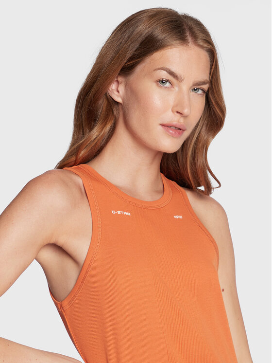 G-Star Raw G-Star Raw Kleid für den Alltag Engineered Rib D21384-C678-3014 Orange Slim Fit