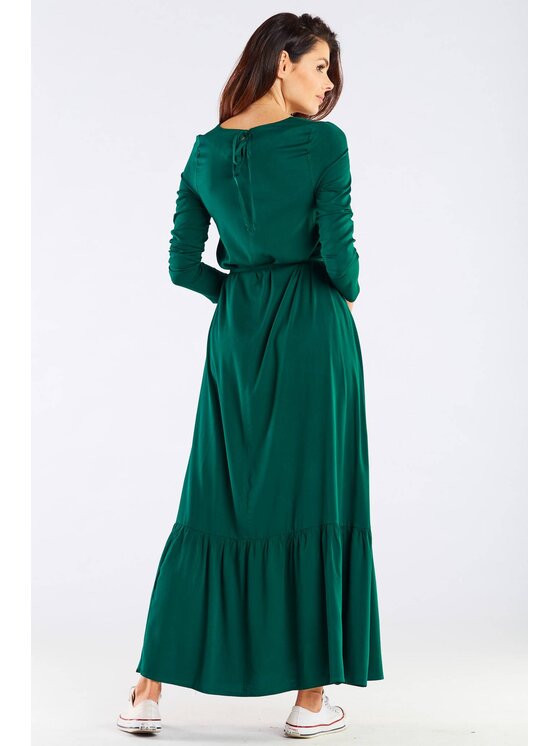 Awama Awama Letné šaty A455 Zelená Basic Fit