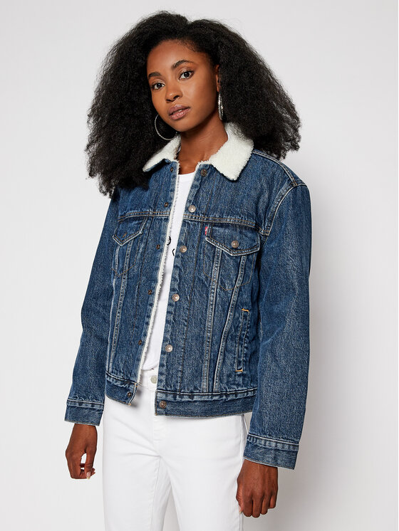 Levi's® Levi's® Jeans jakna Ex-Boyfriend Sherpa Trucker 36137-0034 Mornarsko modra Regular Fit
