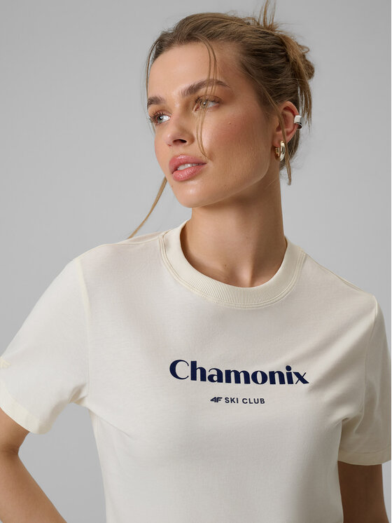 4F 4F T-Shirt SUMMIT BLISS Kremowy Loose Fit