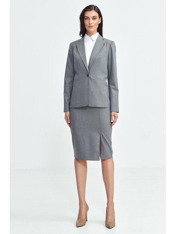 NIFE NIFE Spódnica ołówkowa SP77grey Szary Regular Fit