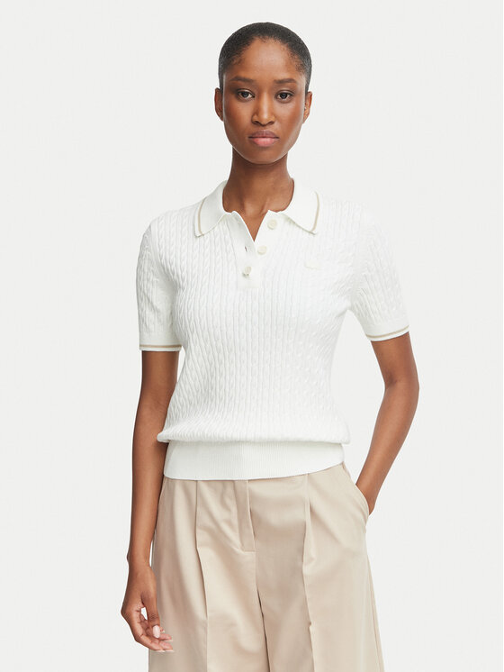 Lacoste Lacoste Polo marškinėliai AF0972 Kreminė Slim Fit