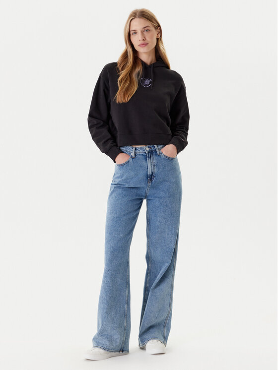 Tommy Jeans Tommy Jeans Bluză Heart DW0DW21408 Negru Relaxed Fit