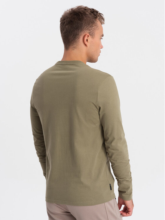 Ombre Ombre Longsleeve OM-LSPT-0118 Zielony Regular Fit