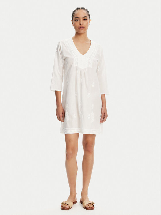 Selmark Selmark Φόρεμα καλοκαιρινό BC198 Λευκό Relaxed Fit