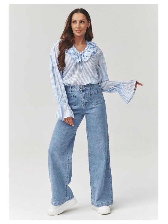 Makadamia Makadamia Jeansy C32 Niebieski Wide Leg