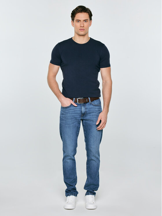 BIG STAR BIG STAR T-Shirt SUPICLASSIC Granatowy Slim Fit