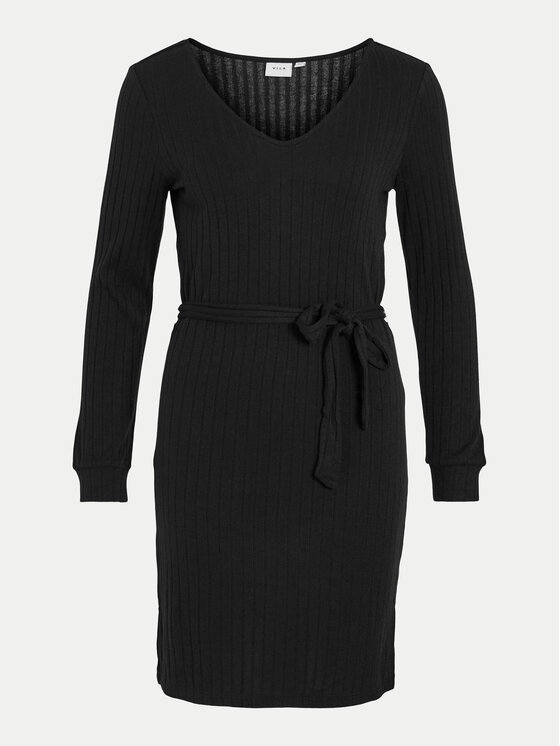 Vila Vila Strickkleid Divia 14095845 Schwarz Regular Fit
