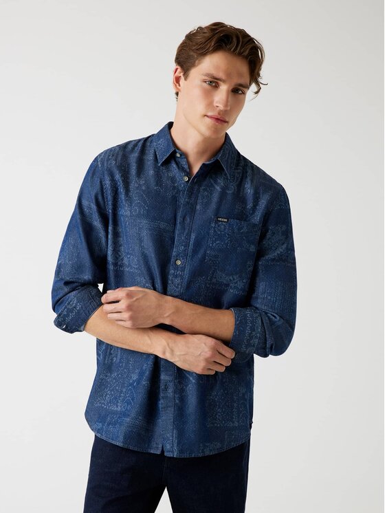 Guess Guess Košile 179497 Modrá Classic Fit