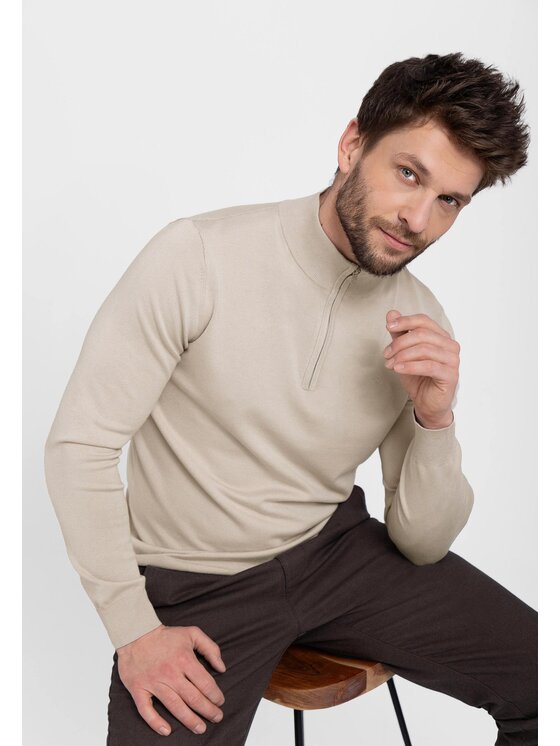 Volcano Volcano Sweter S-SAM Beżowy Regular Fit