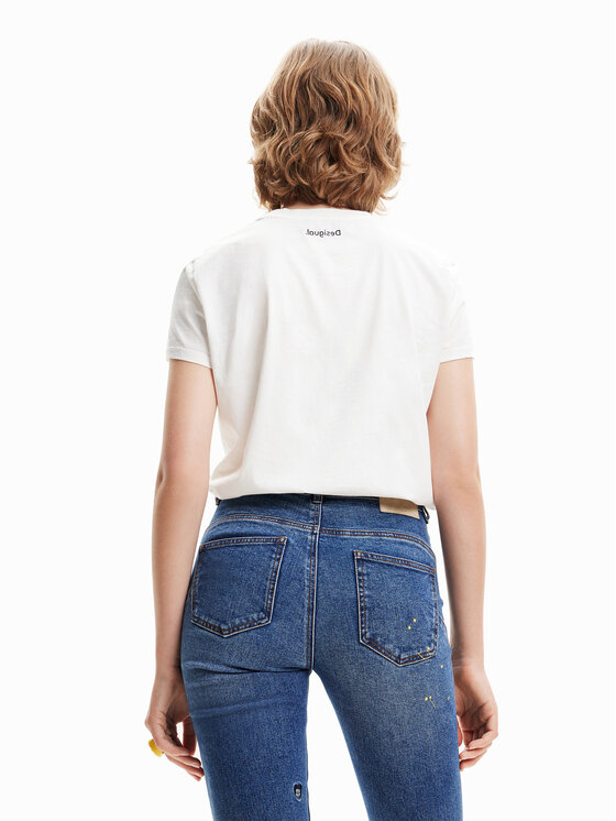 Desigual Desigual Majica DISNEY 23SWTK59 Bela Regular Fit