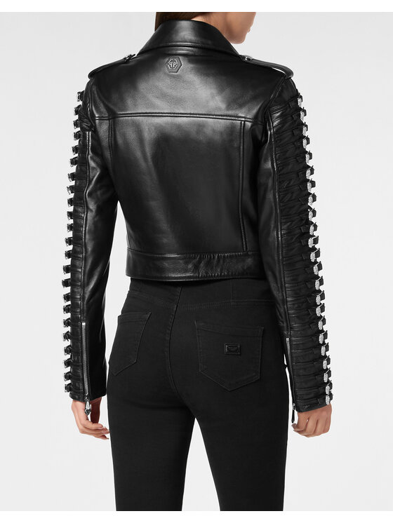 PHILIPP PLEIN PHILIPP PLEIN Giacca di pelle 22377 Nero Regular Fit