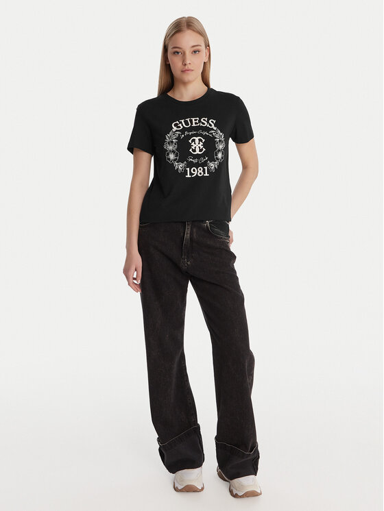 Guess Guess T-Shirt V6RI12 J1314 Czarny Regular Fit