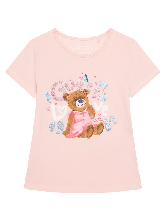 Guess Guess Tričko K6RI03 K6YW4 Ružová Regular Fit