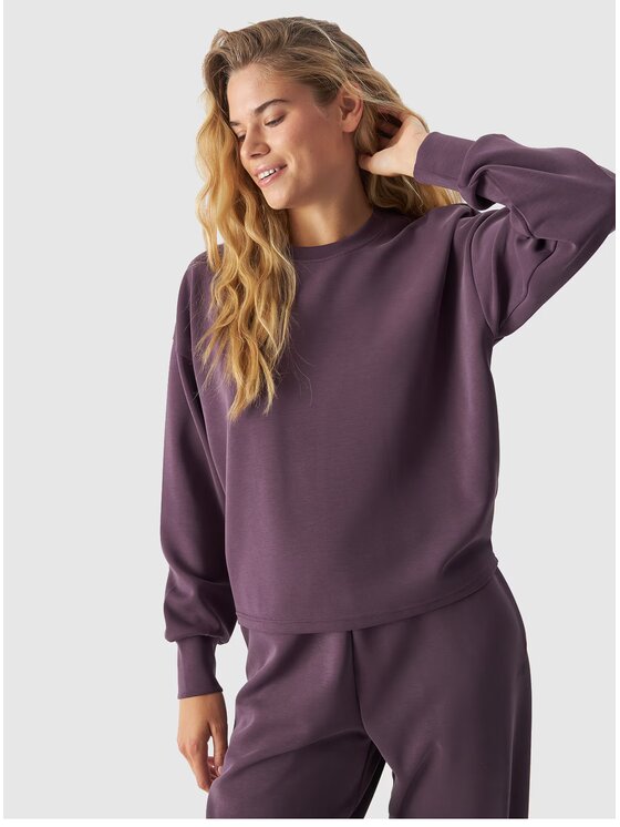 4F 4F Bluza 4FWAW24TSWSF1342 Fioletowy Oversize