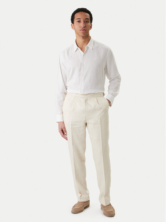 BOSS BOSS Riidest püksid H-Perino 50563231 Beež Relaxed Fit