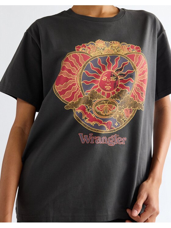 Wrangler Wrangler T-Shirt GIRLFRIEND TEE Czarny Relaxed Fit