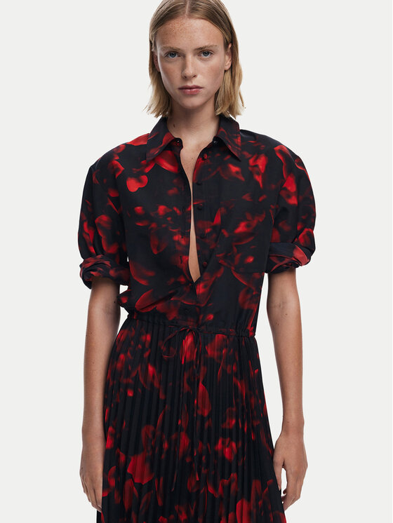 Desigual Desigual Rochie tip cămașă Plisado 25WWVW16 Roșu Regular Fit