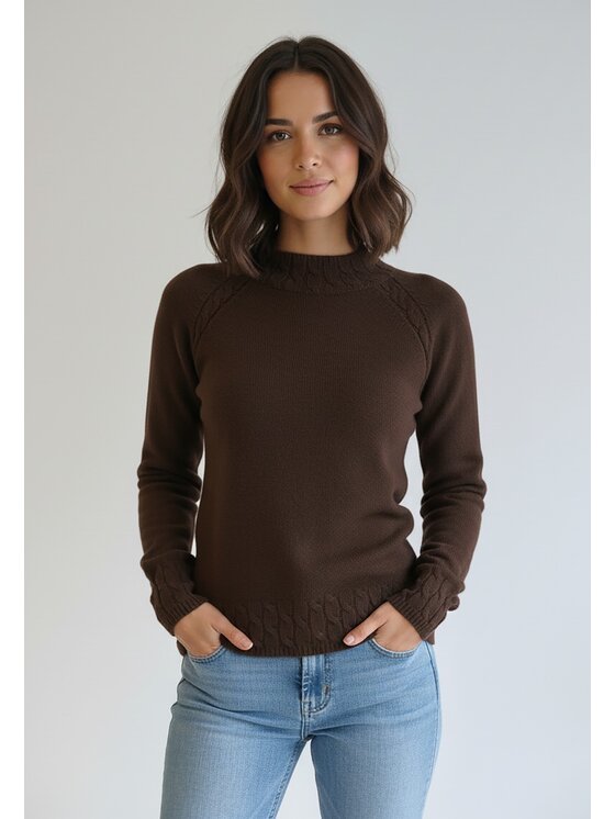 FIGL FIGL Sveter M1269 Hnedá Regular Fit