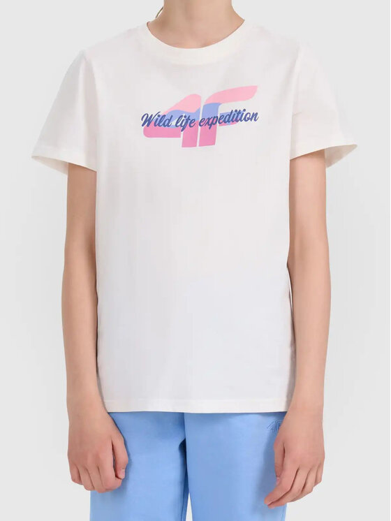 4F 4F T-Shirt 4FJWSS26TTSHF2885 Biały Active Fit