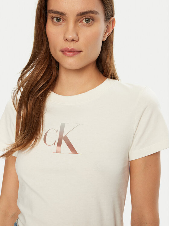 Calvin Klein Jeans Calvin Klein Jeans Póló Gradient J20J224982 Ekru Slim Fit