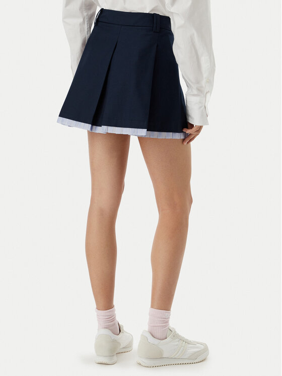 Tommy Jeans Tommy Jeans Trapecijos formos sijonas Varsity Pleated DW0DW22758 Tamsiai mėlyna Regular Fit