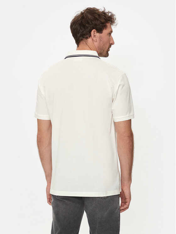 Gant Gant Тениска с яка и копчета Contrast 2013039 Екрю Regular Fit