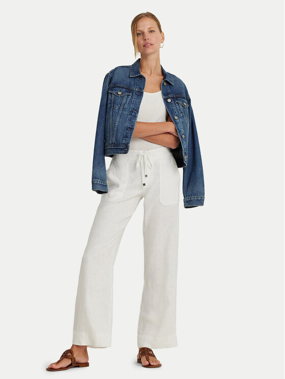 LAUREN RALPH LAUREN Lauren Ralph Lauren Kalhoty z materiálu 200735138001 Bílá Wide Leg